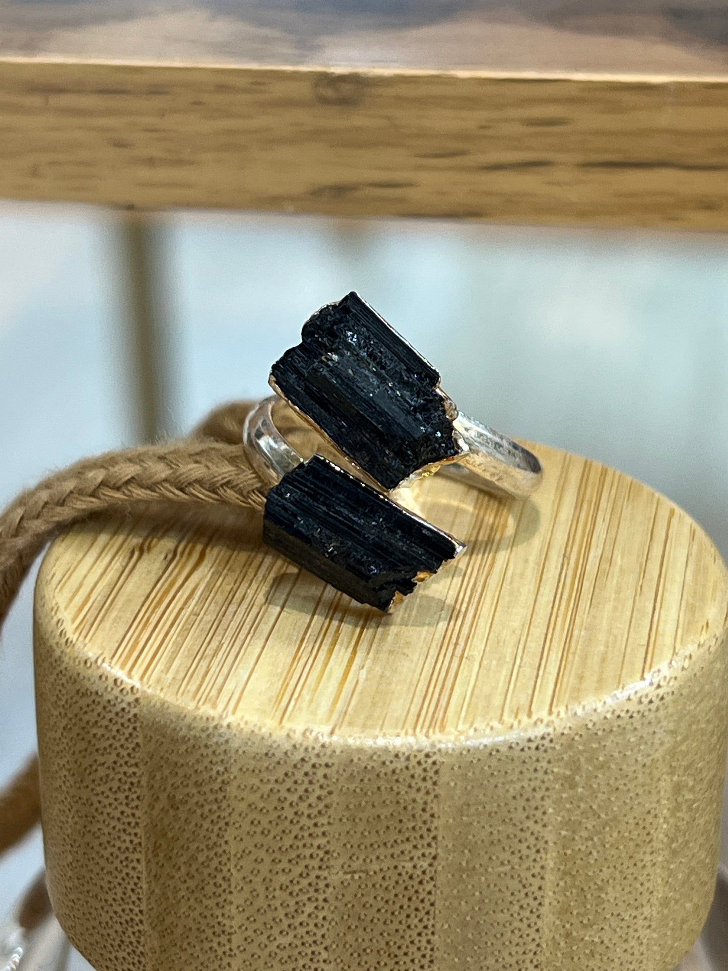 Anillo de Turmalina Negra Ajustable