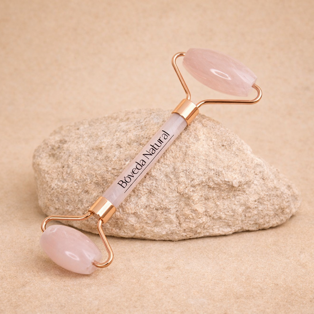 Rodillo Facial de Cuarzo Rosa