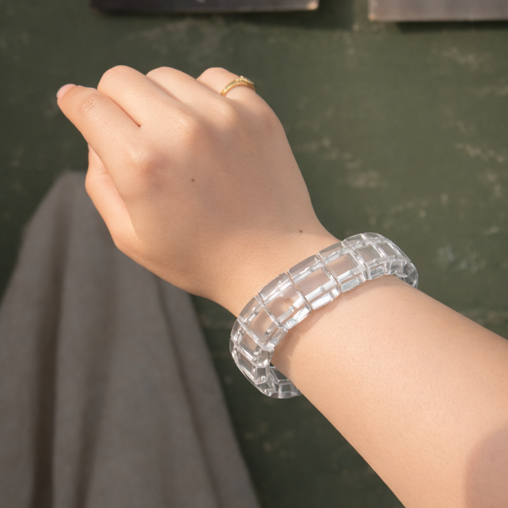 Pulsera de Cuarzo Blanco Cuadrada - Paz Interior