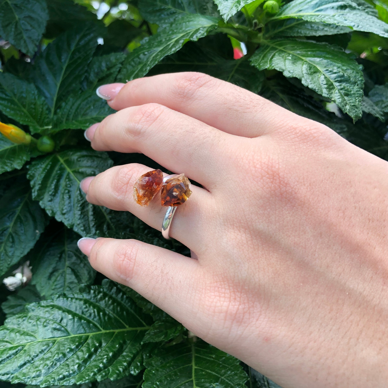 Anillo de citrino rustico ajustable