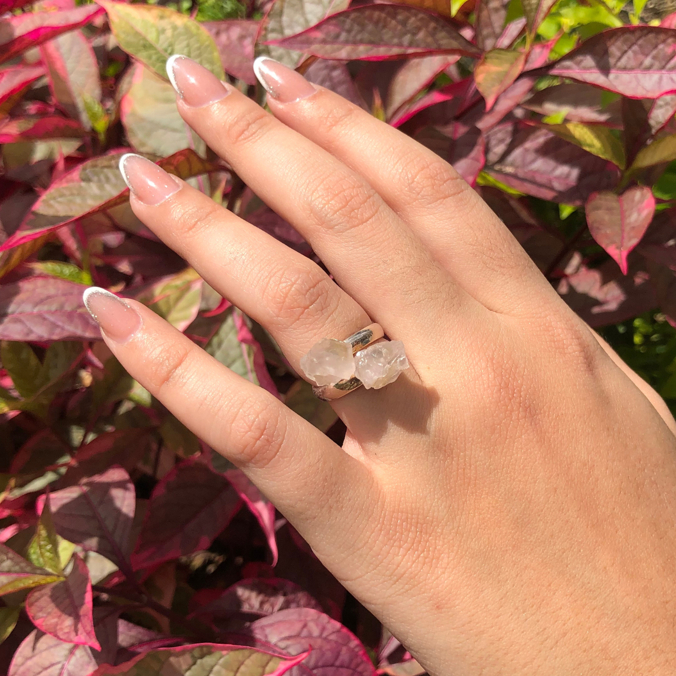 Anillo de Cuarzo Rosa Ajustable