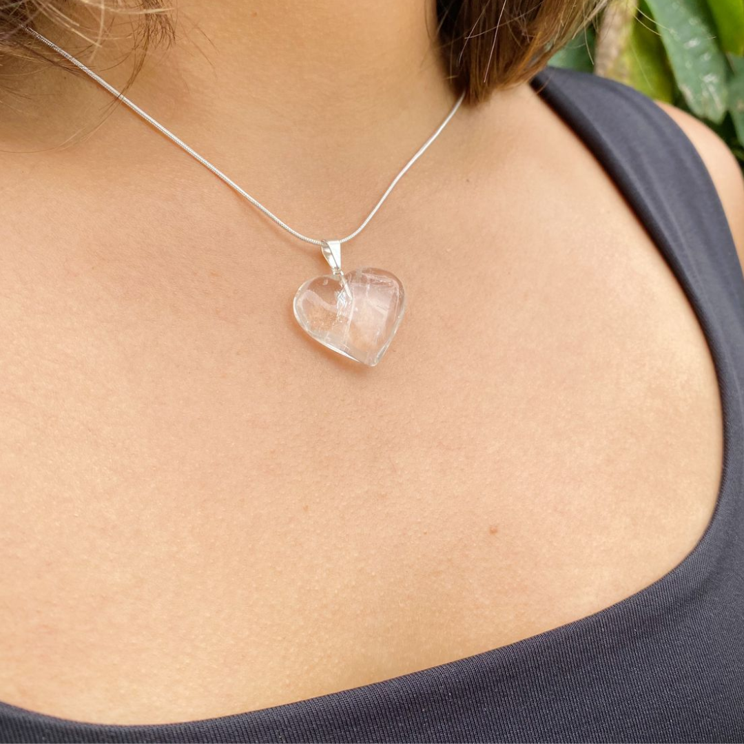 Corazón Mediano Cuarzo Blanco - Potenciador - Dije