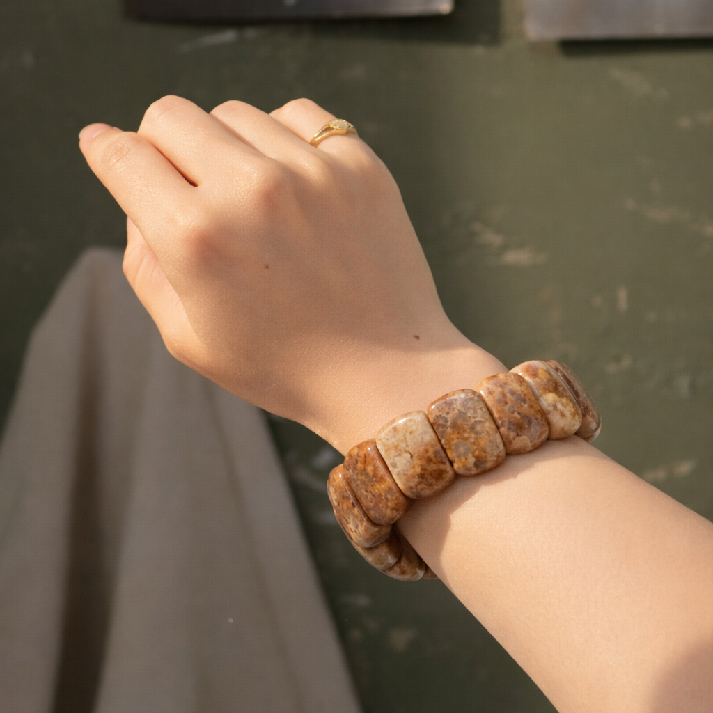 Pulsera de Jade Coral Ovalada - Optimismo