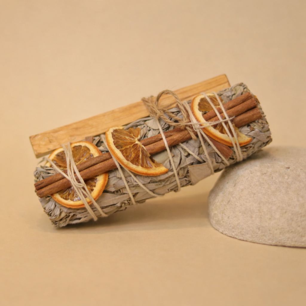 Kit limpieza y properidad (Salvia Blanca con Naranja y canela y Palo santo)