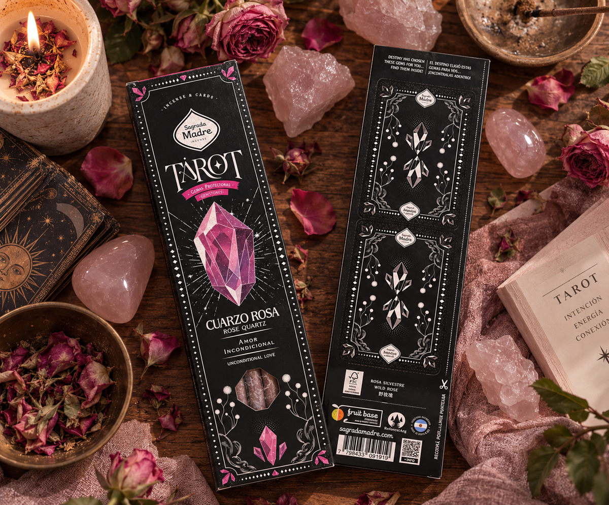 Incienso Tarot Cuarzo Rosa - Amor incondicional y sanación emocional