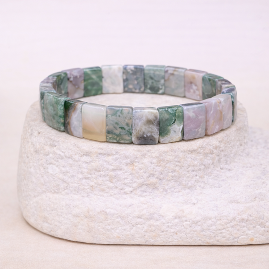 Pulsera de Ágata Musgo cuadrada - Crecimiento