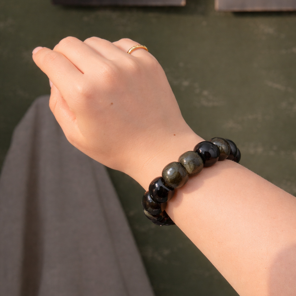 Pulsera de Obsidiana Dorada de cubo - Introspección
