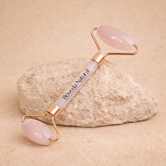 Rodillo Facial de Cuarzo Rosa