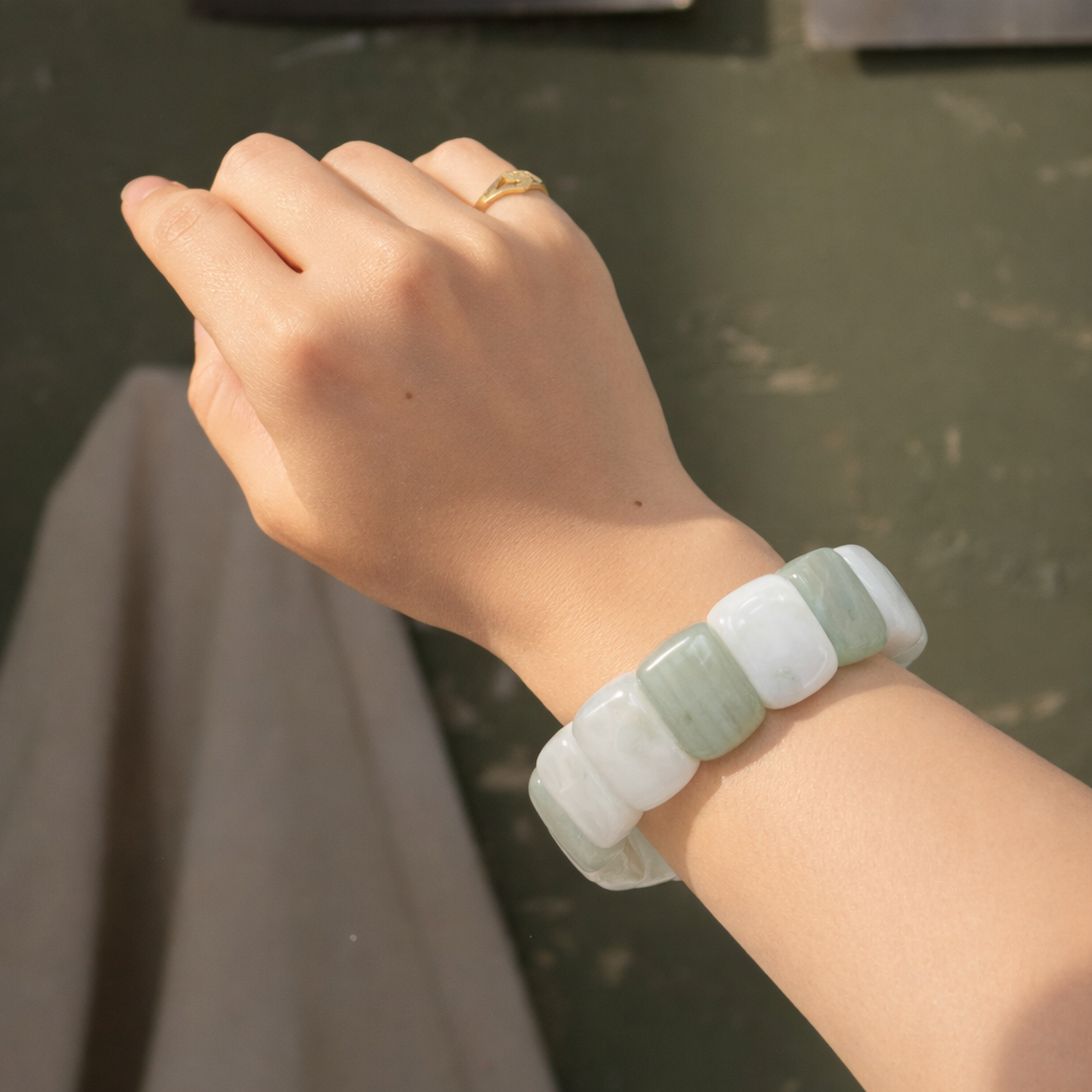 Pulsera de Jade Blanco Ovalada - Sanación