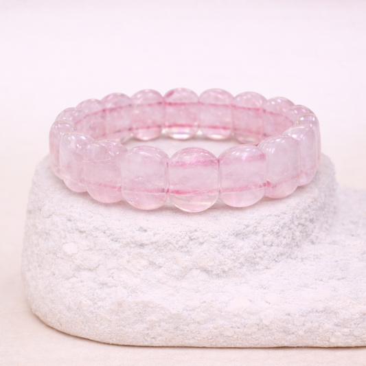Pulsera de Cuarzo Rosa Ovalada - Amor Propio