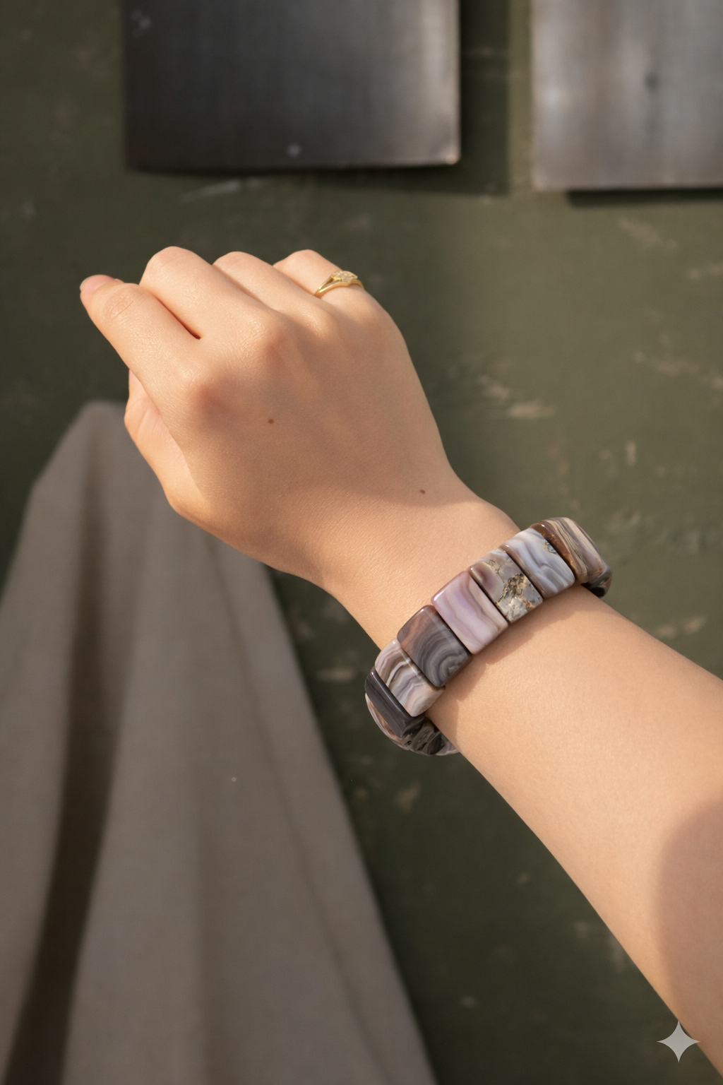 Pulsera de Stripe Ágata Cuadrada - Equilibrio