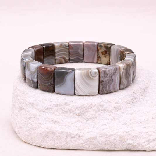 Pulsera de Stripe Ágata Cuadrada - Equilibrio