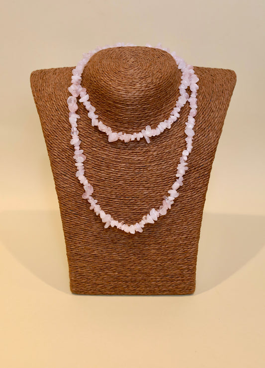 Collar de Piedra Picada - Cuarzo Rosa - Amor