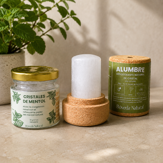 Set Natural Alumbre 60g o 120g +Cristales de Mentol 30g