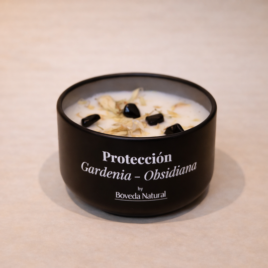 Vela Protección - Obsidiana y Gardenia
