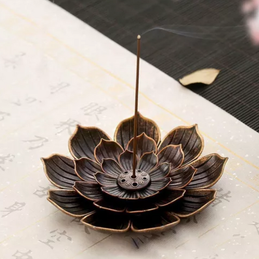 Base de Incienso Flor de Loto Marron