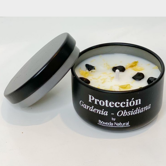 Vela Protección - Obsidiana y Gardenia